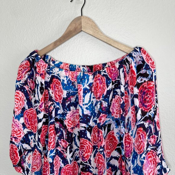 Fuzzi by jean paul gaultier Floral Print Off-Shoulder Chiffon Blouse 38 - Picture 3 of 13